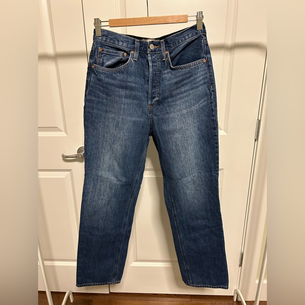Denim Forum Women’s “The Joni High Rise Loose” 27W 29L Jeans in Deep Blue